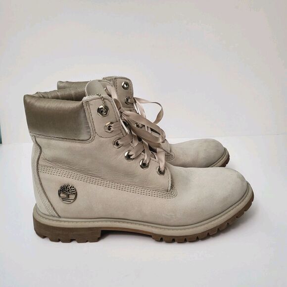 Timberland Shoes - TIMBERLAND Boots Womens 9.5 6 Inch Premium Waterproof Leather Taupe Beige